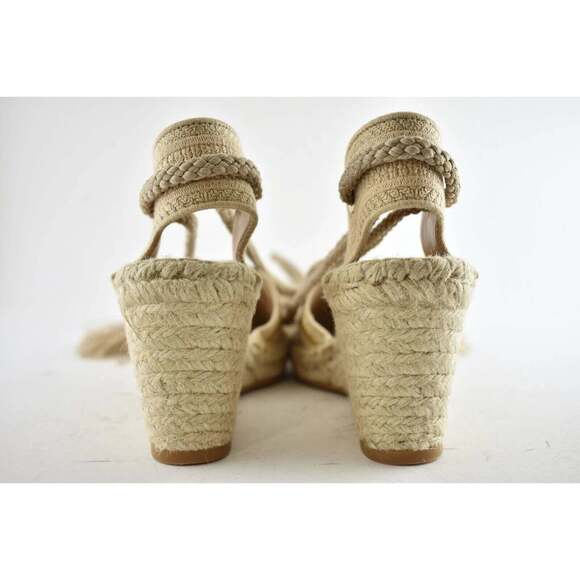 Christian Dior Granville 62K Gold Logo Lace Up Tie Espadrille Mule Heel Wedge 40 - Picture 10 of 11